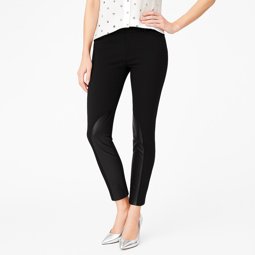 J.Crew Gigi Black Faux Leather Panel Ankle Pants Size 4